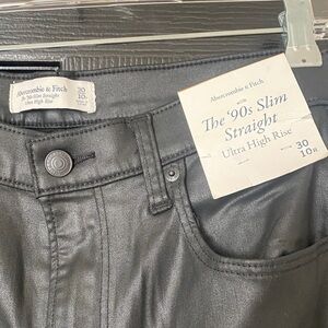 Abercrombie & Fitch Black Coated Denim Pants